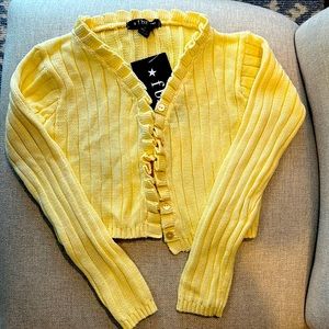 Flowers by Zoe- Yellow knit cardigan. Size 6. Brand new with tags still on.